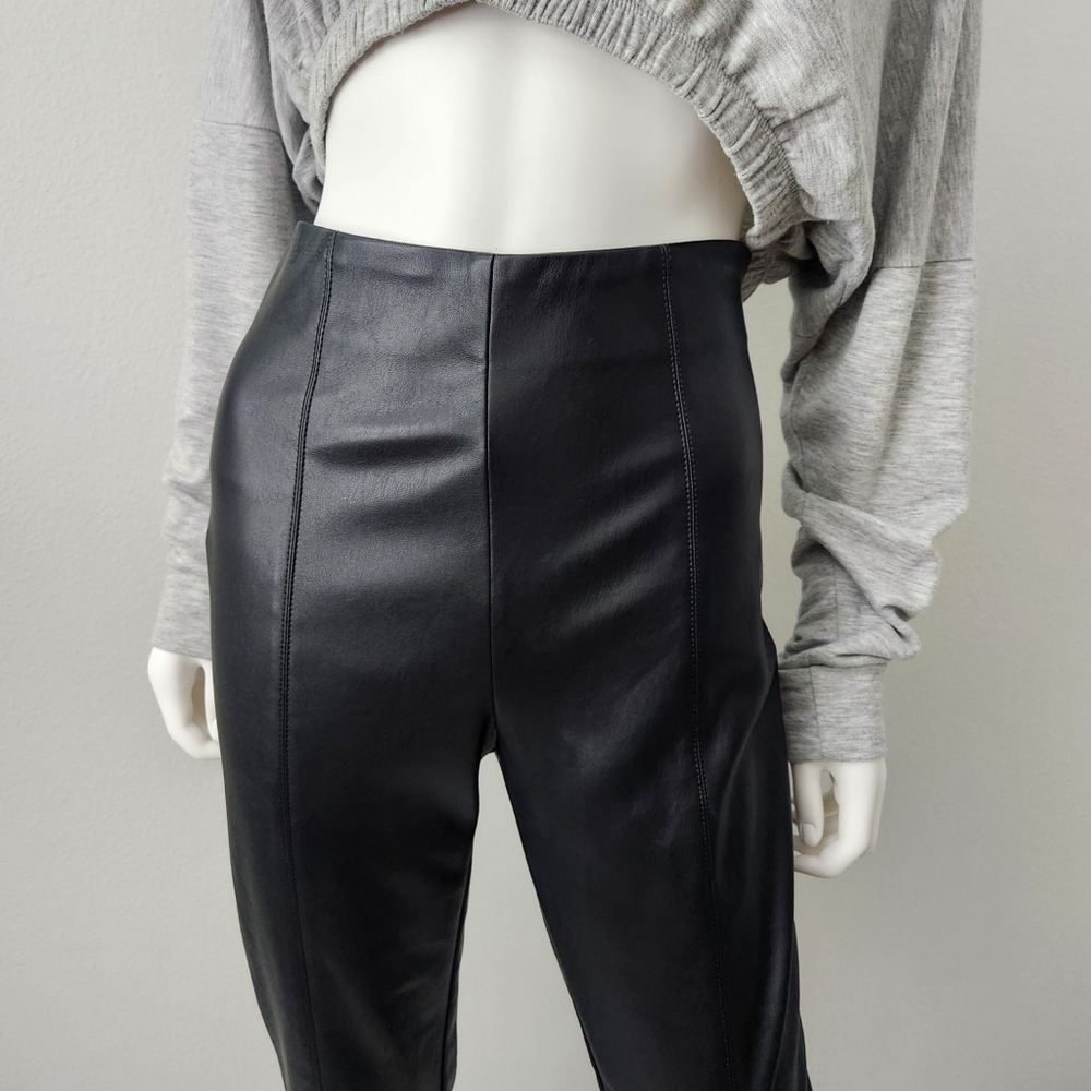 Ann Taylor NEW Black Faux Leather High-Rise Pants W/ Stretch, Side Zip, Sz Small